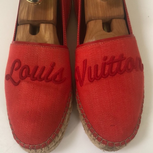 Louis Vuitton Red Espadrille Flats Sz 39 - Picture 4 of 13